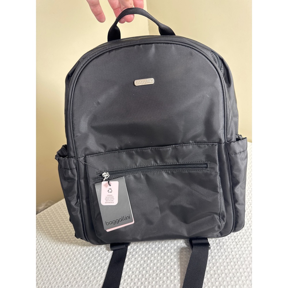 Baggallini Backpack Womens OS Essential Laptop Black Water Resistant NWT ELP817